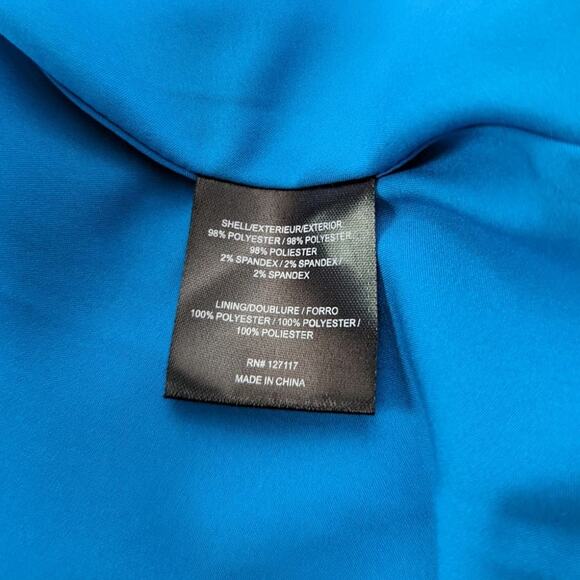 Badgley Mischka Odessa Split Front Crepe Gown V-Neck Puff Sleeves Blue Size 0 - Picture 9 of 15